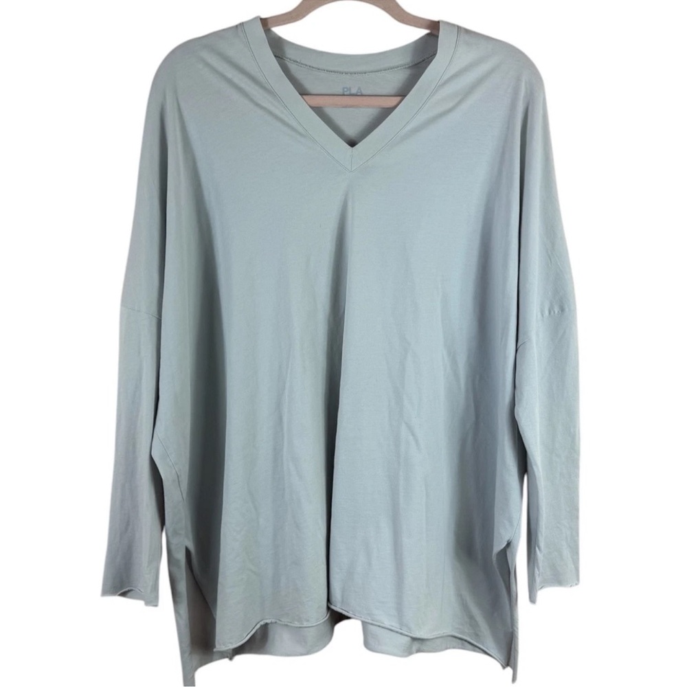 PLANET one size fits all light gray v neck 3/4 sleeve pima cotton tunic top